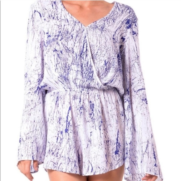 Betro Simone Blue Paint Splatter Design Romper - Picture 12 of 12